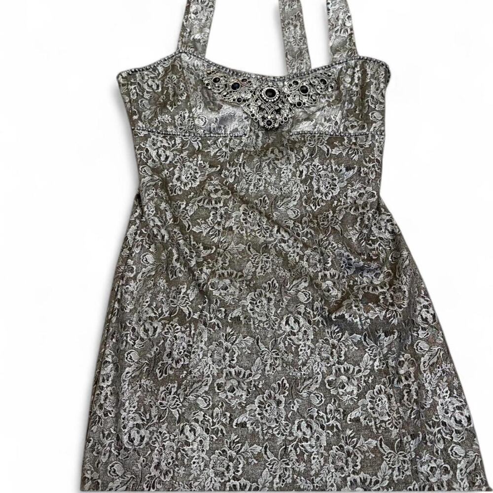 Y2k beaded metallic Black and silver mini dress, fits like an XS, vintage 2000s